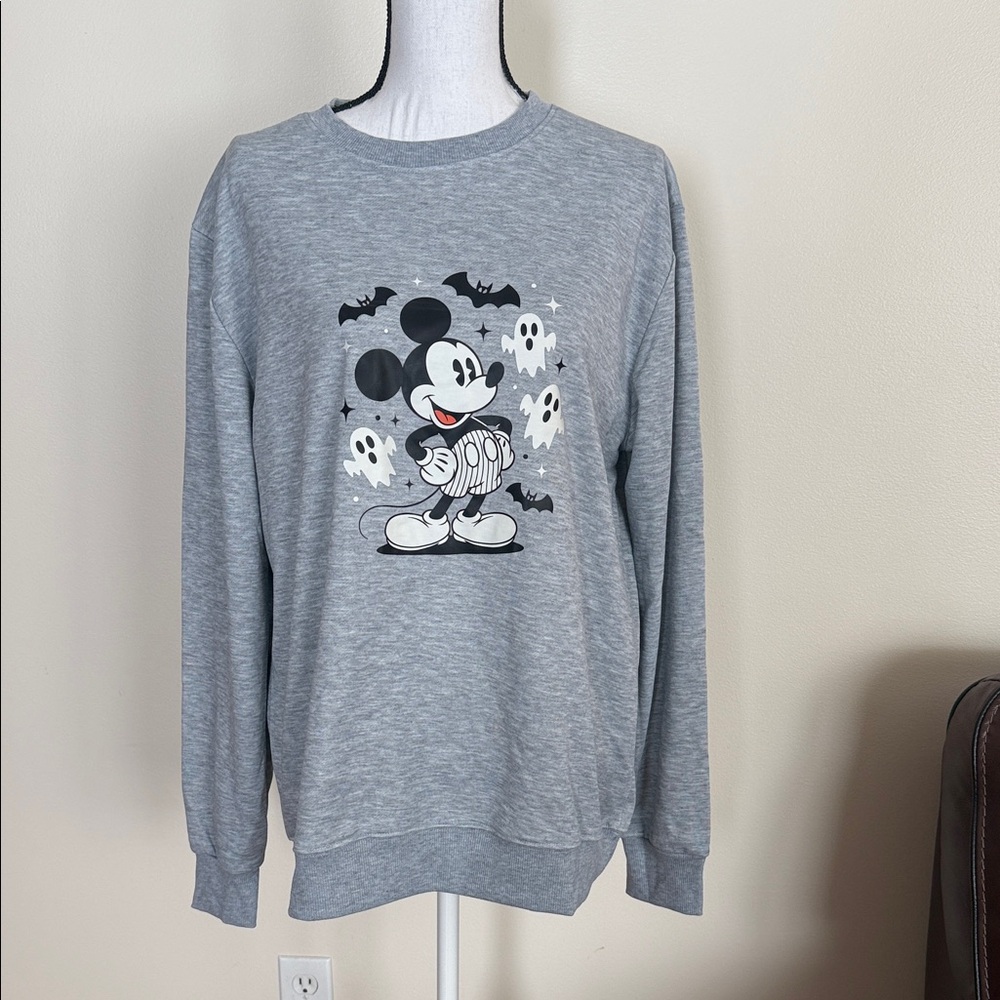 Gray Sweatshirt with Mickey and Ghosts